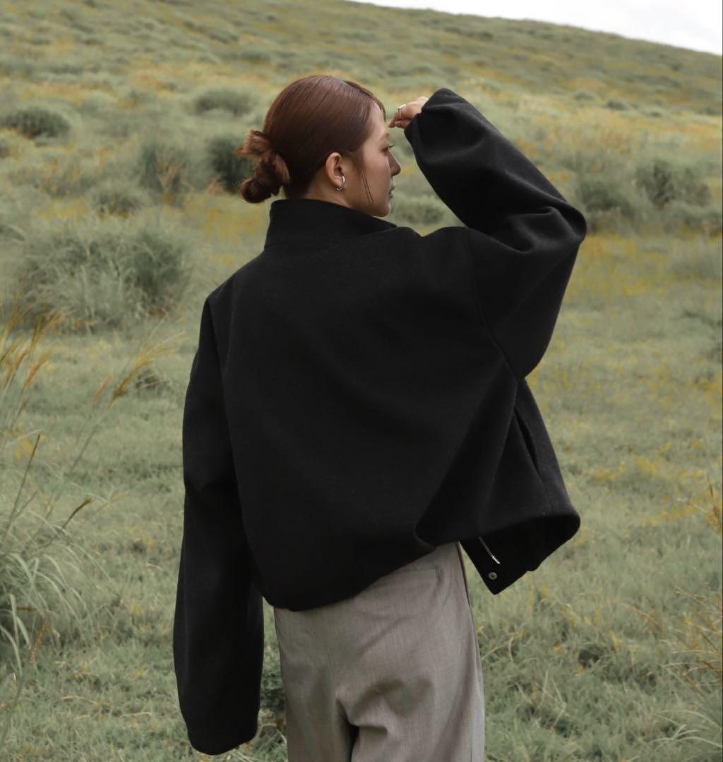 Reurie ダブルジップショートウールコート ブラック レウリィ