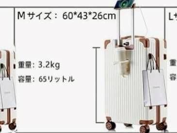キャリーケース　M　機内持ち込み　ピンク　65L　USBポート　TSAロック