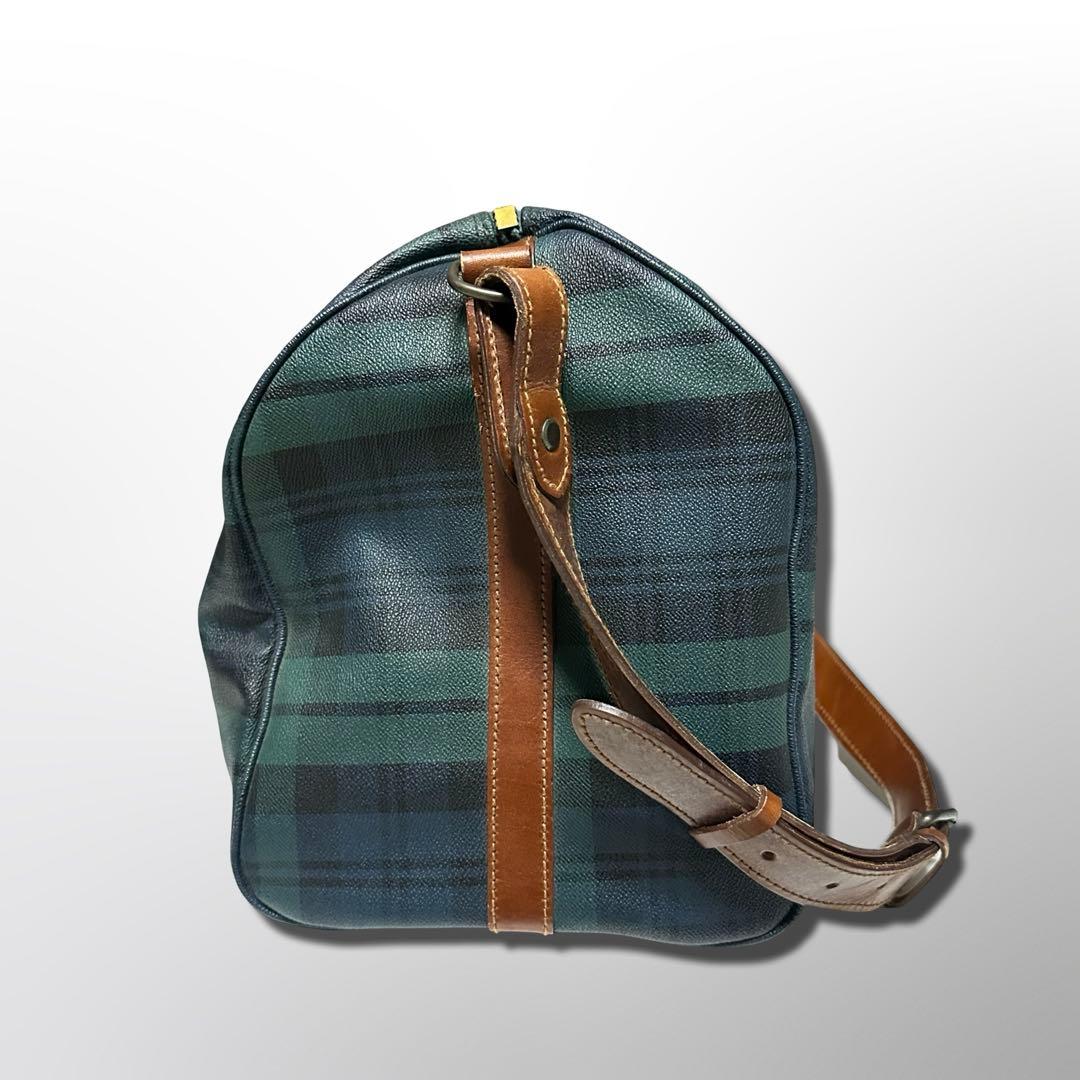 さ*様 ラルフローレン レザーPVC 2way ブラックウォッチ 大容量ボストン