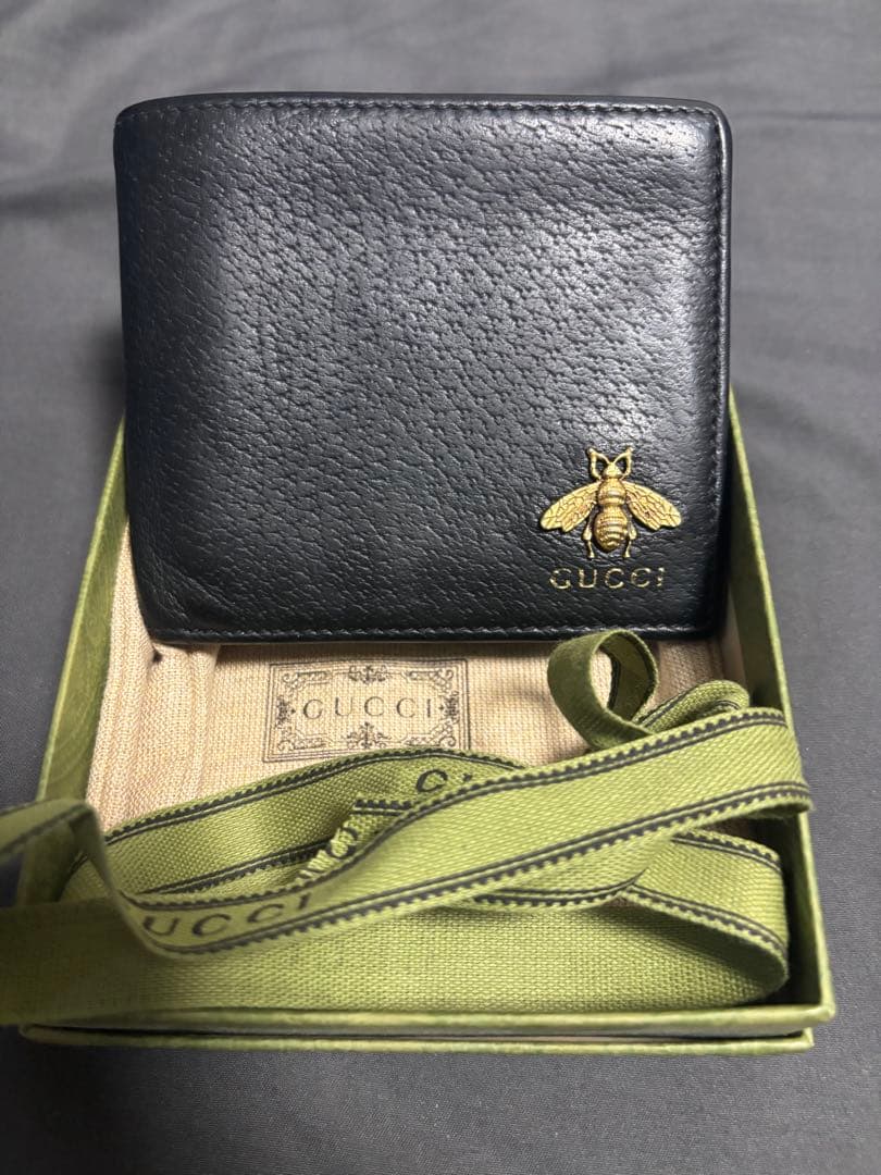 [あんしん鑑定]GUCCI アニマリエ 二つ折り財布 ハチ