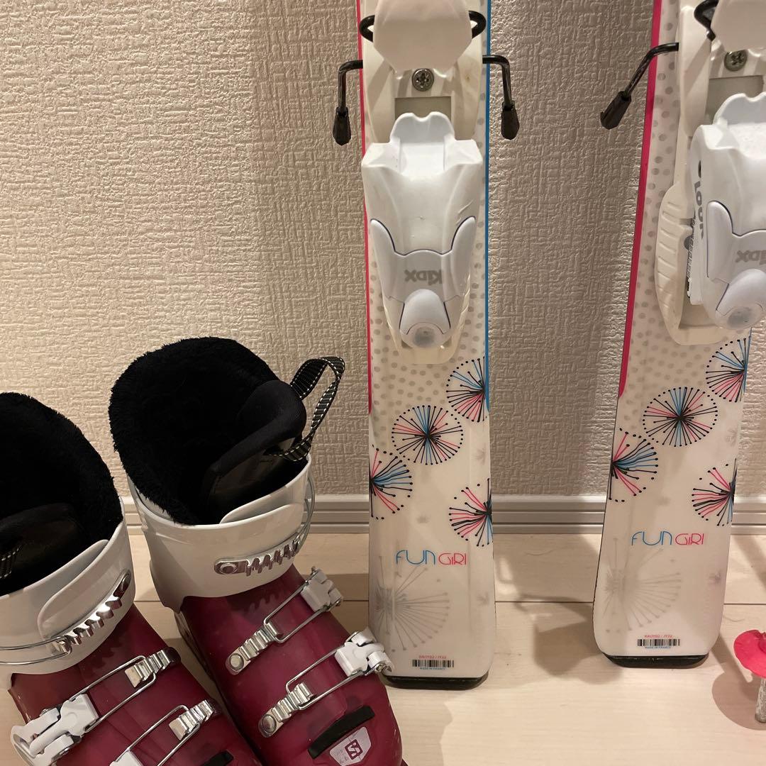 スキー120cm　靴22cm ストック　ロシニョール　サロモン　ジュニア　子ども