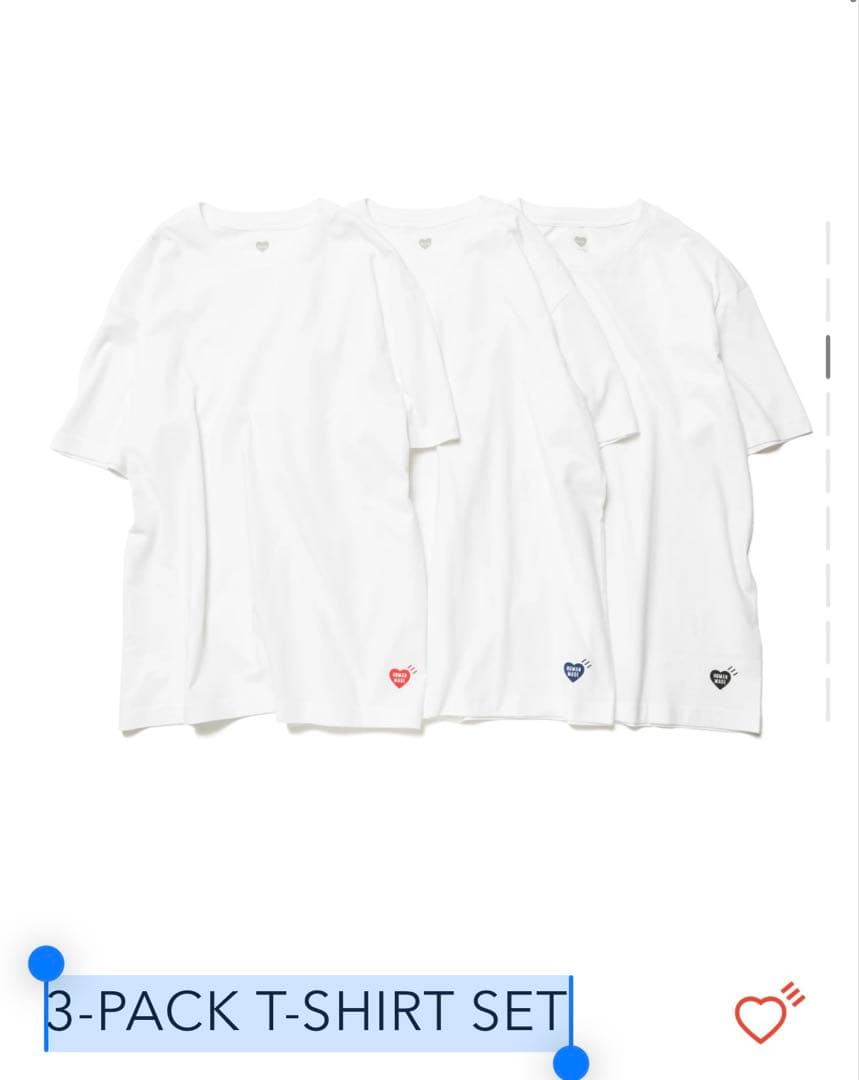 HUMAN MADE 3-PACK T-SHIRT SET ホワイト　Lサイズ