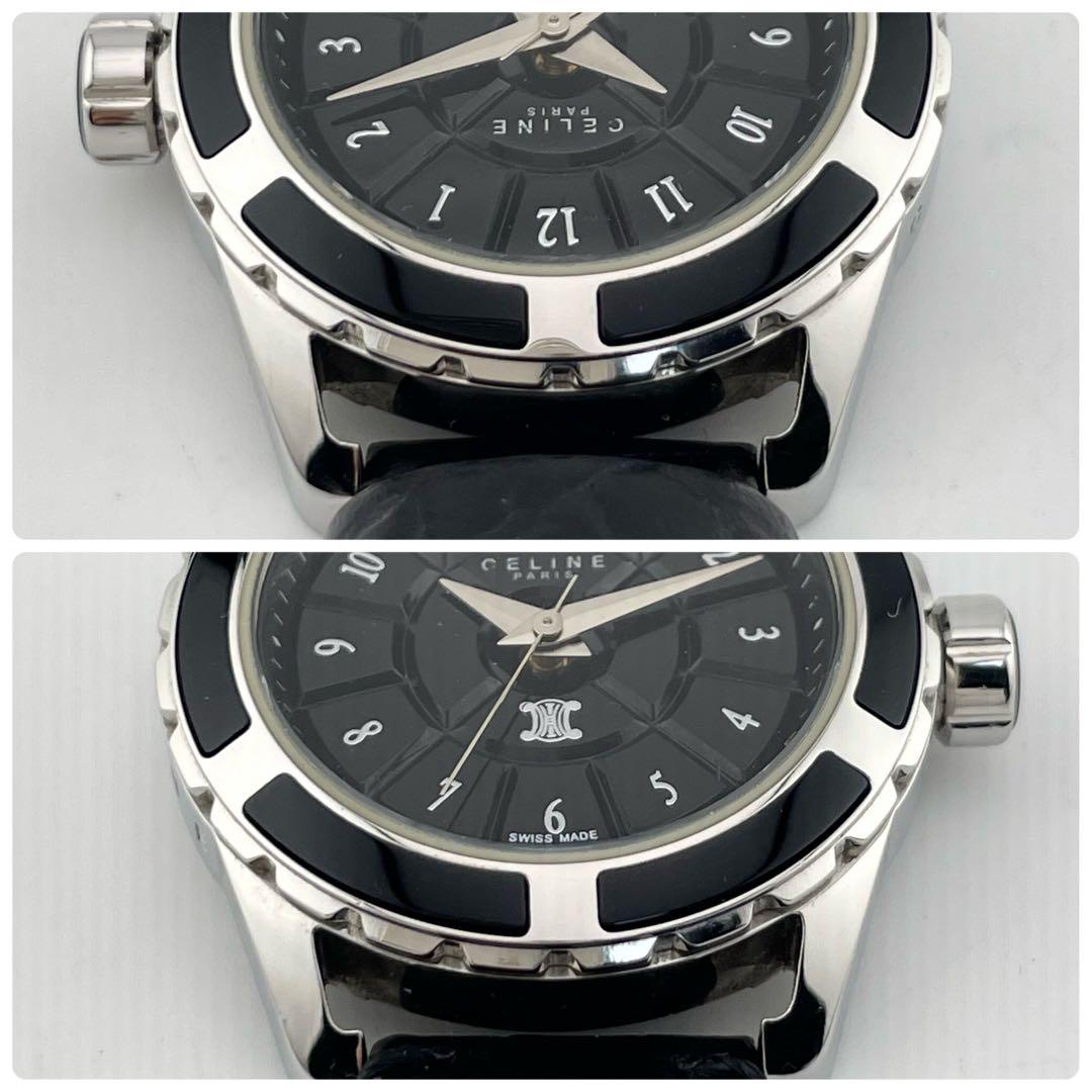 【稼働/新品電池】セリーヌ　トリオンフ　ラベニュー　腕時計　黒文字盤　ボーイズ