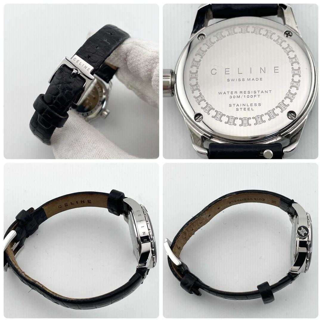 【稼働/新品電池】セリーヌ　トリオンフ　ラベニュー　腕時計　黒文字盤　ボーイズ