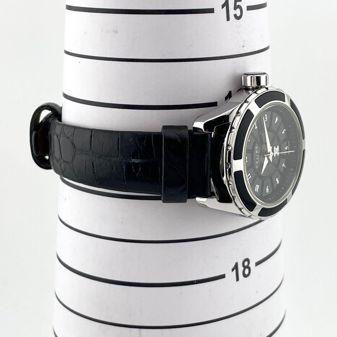 【稼働/新品電池】セリーヌ　トリオンフ　ラベニュー　腕時計　黒文字盤　ボーイズ