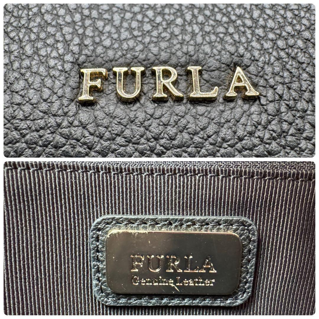 美品✨フルラ トートバッグ ファスナー付 ブラック A4可 ビジネス 就活