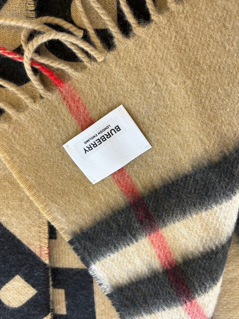 BURBERRY ロゴ入りマフラー カシミア