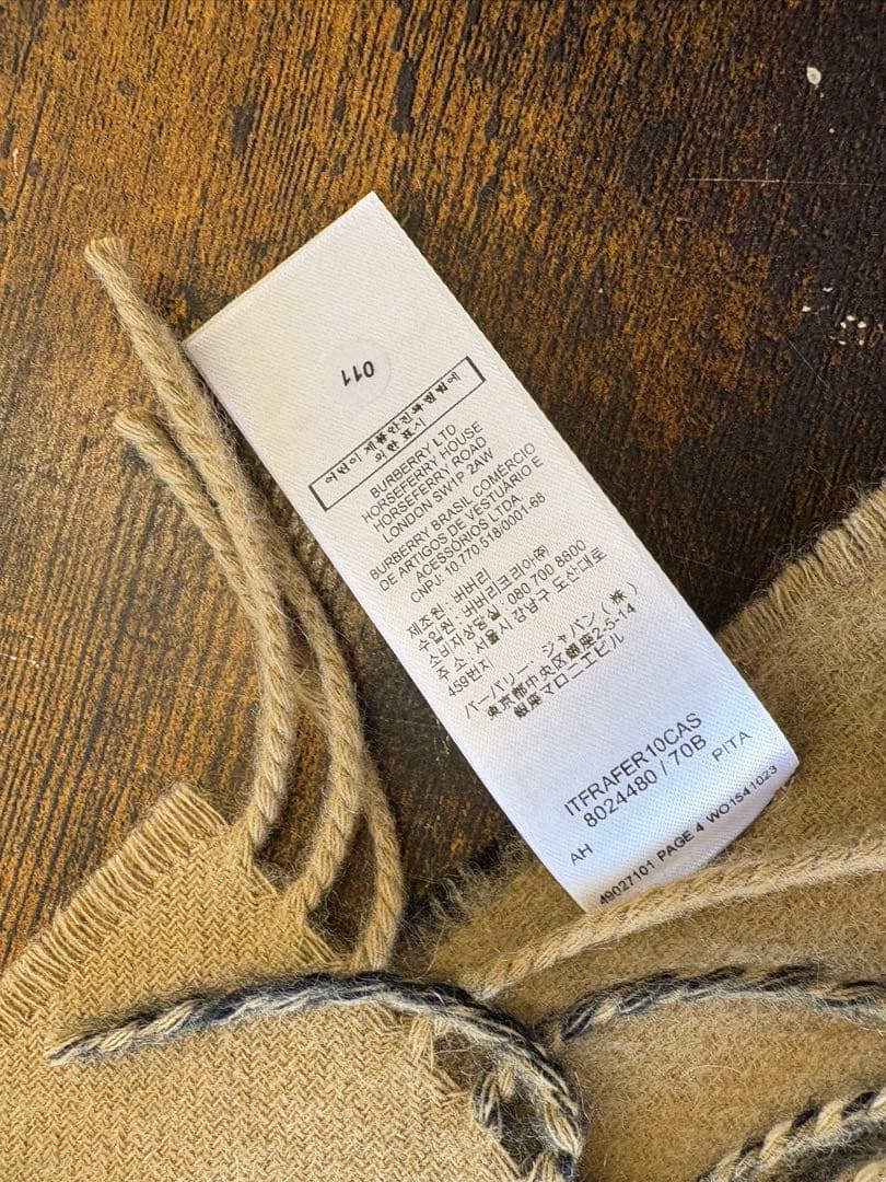 BURBERRY ロゴ入りマフラー カシミア