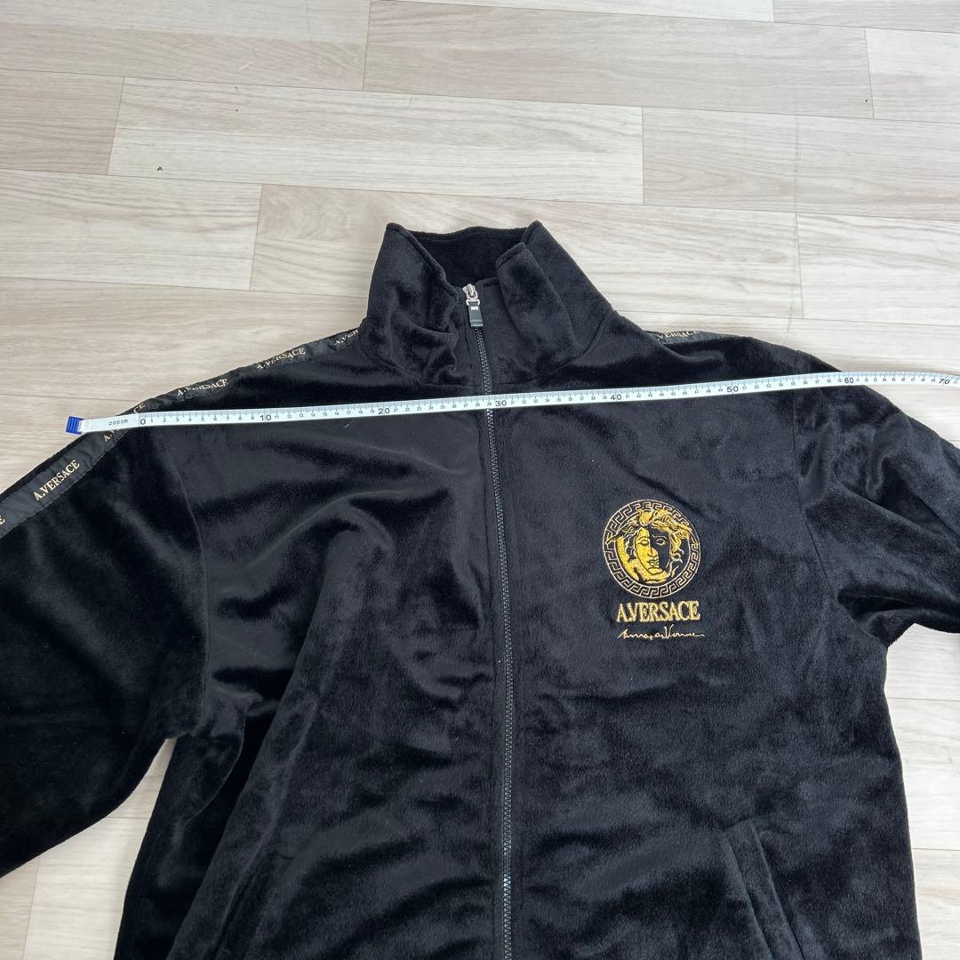 O*読様 ヴェルサーチ ベロア ジャケット ビッグロゴ メデューサ 刺繍