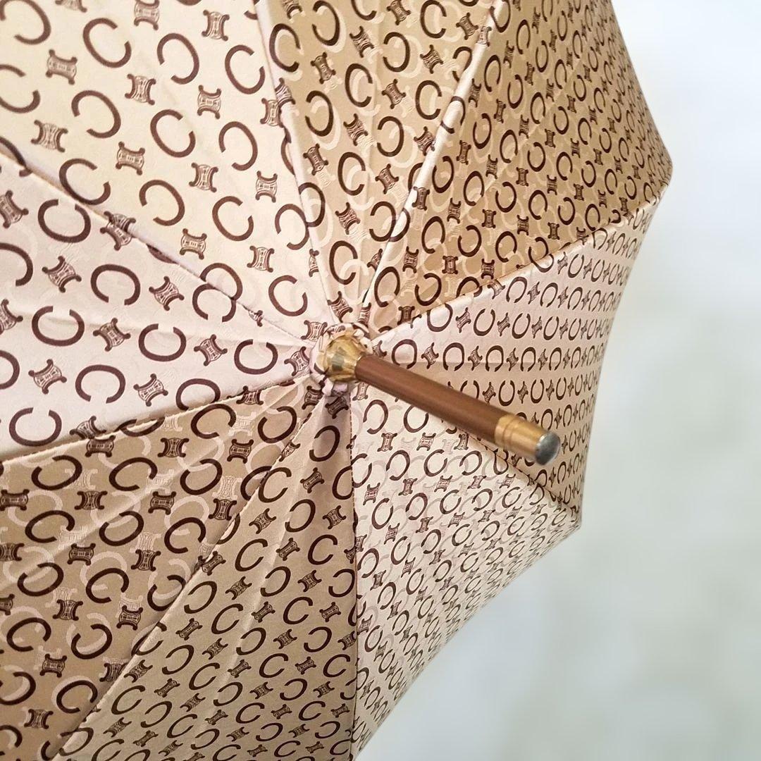 【極美品・希少】CELINE 傘 トリオンフ 総柄 ベージュ ゴールド金具