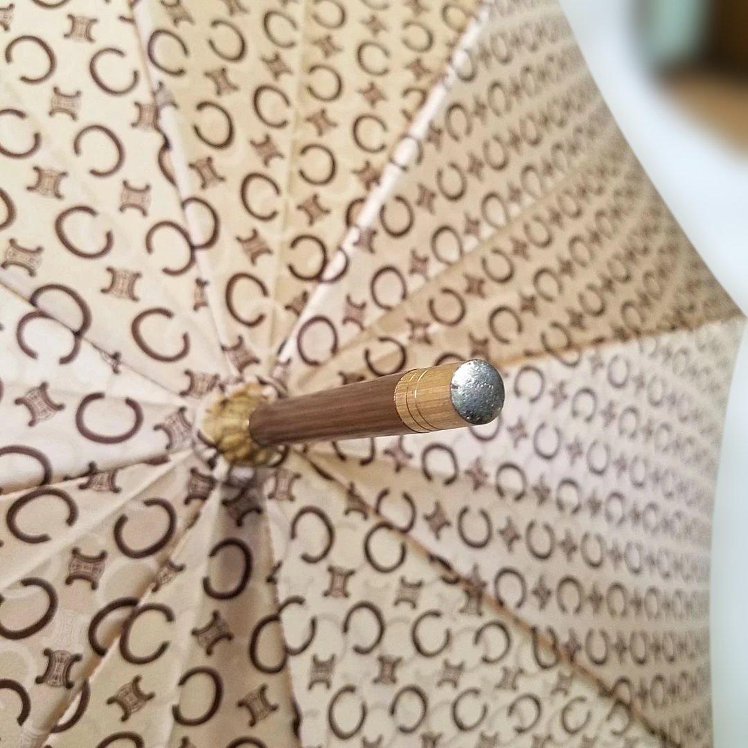 【極美品・希少】CELINE 傘 トリオンフ 総柄 ベージュ ゴールド金具