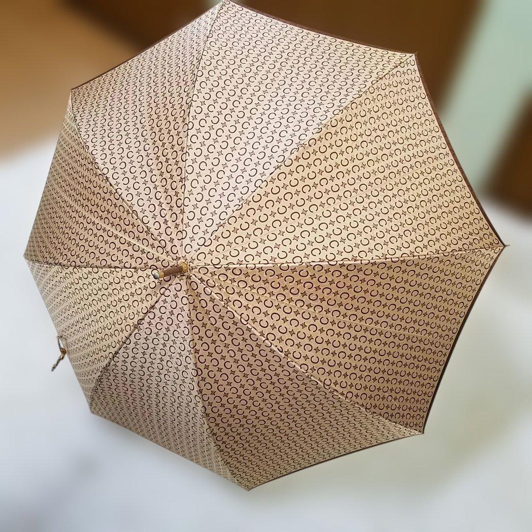 【極美品・希少】CELINE 傘 トリオンフ 総柄 ベージュ ゴールド金具