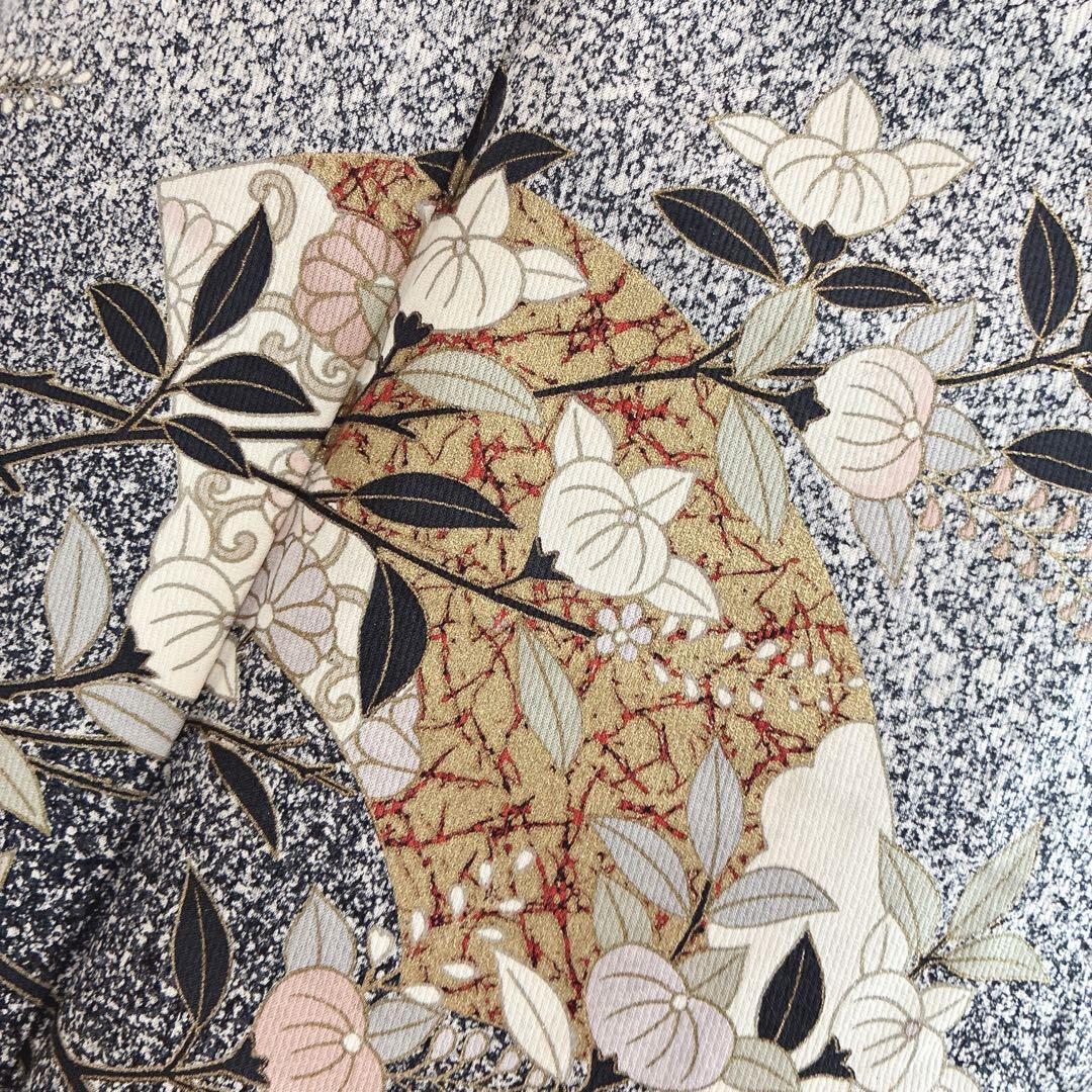 訪問着　フルセット　着物　たたき染　正絹　トールサイズ　黒　凛と優雅　J7