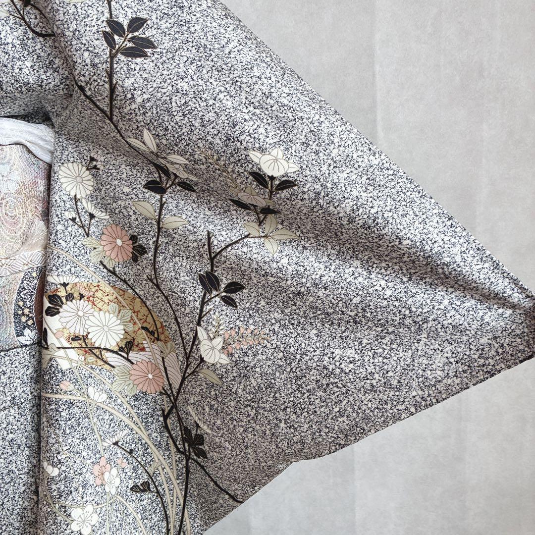 訪問着　フルセット　着物　たたき染　正絹　トールサイズ　黒　凛と優雅　J7