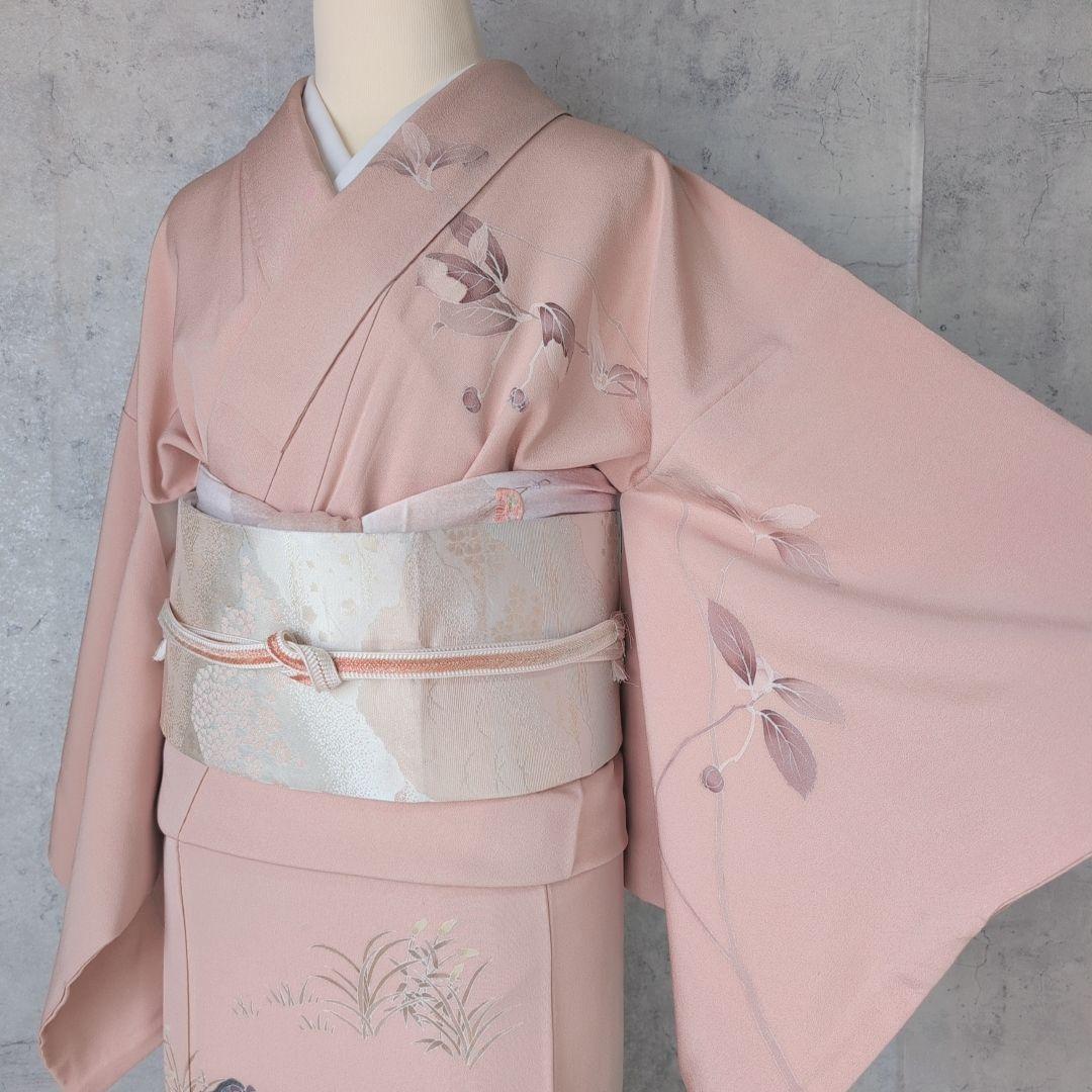訪問着　フルセット　着物　正絹　童　ピンク　友禅　落款　祝い事　B1