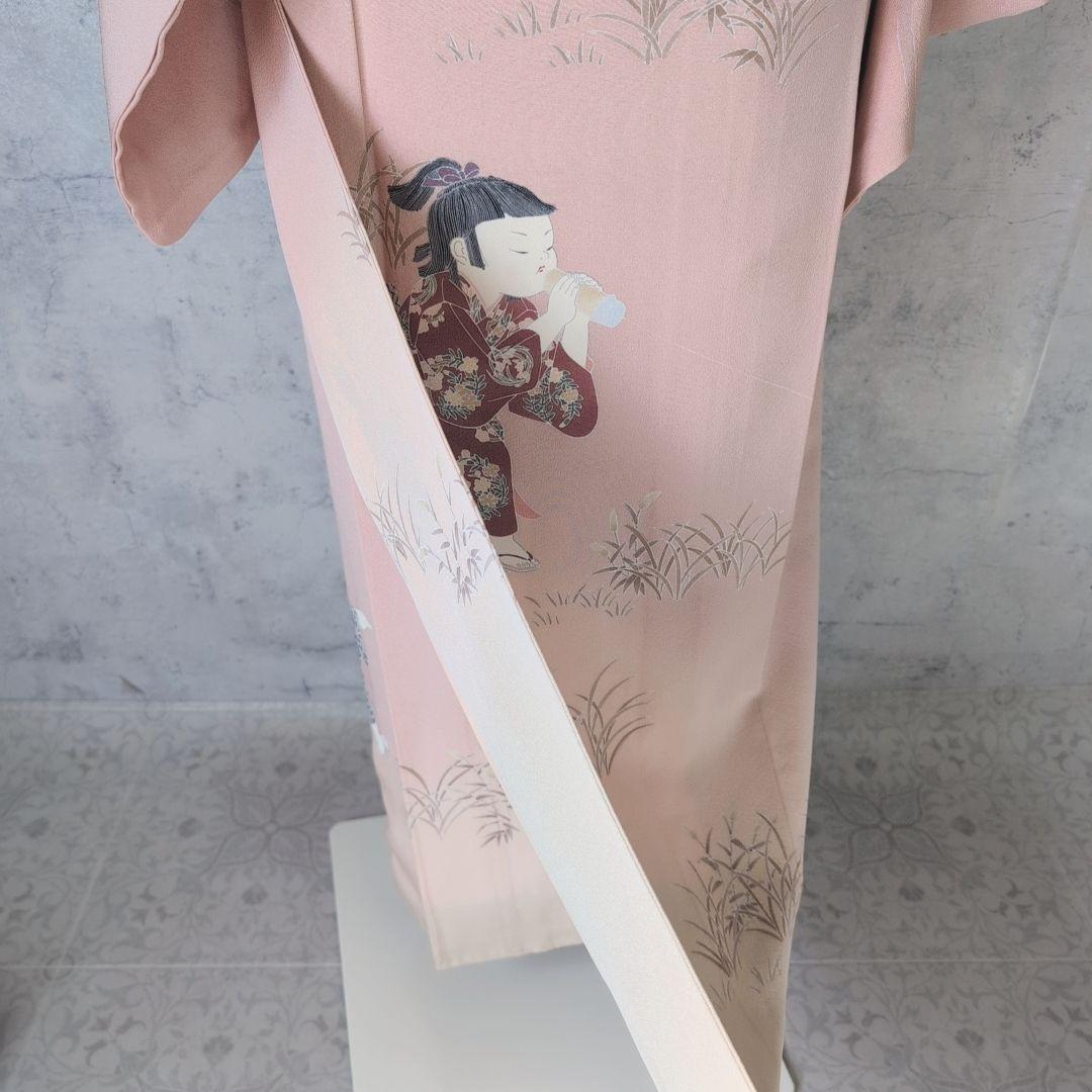 訪問着　フルセット　着物　正絹　童　ピンク　友禅　落款　祝い事　B1