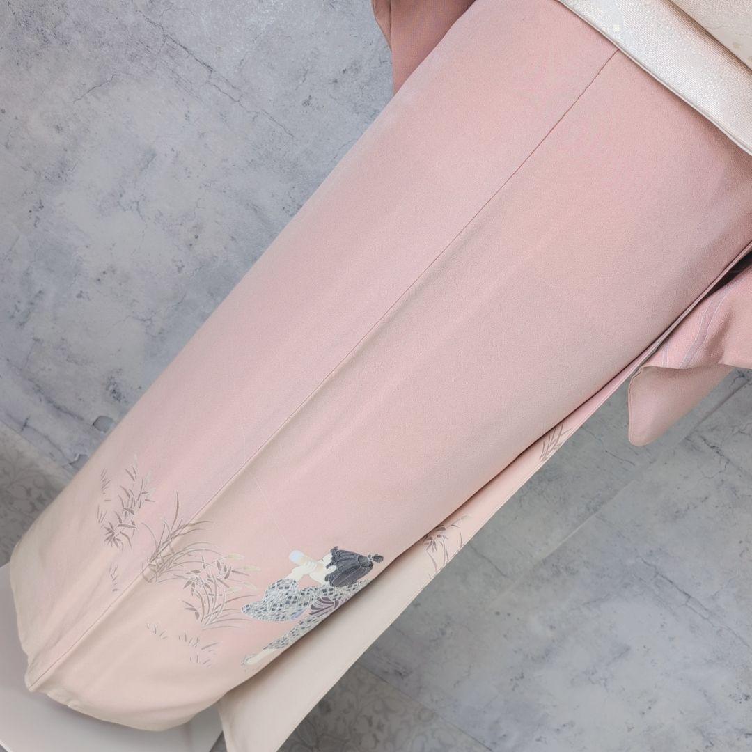 訪問着　フルセット　着物　正絹　童　ピンク　友禅　落款　祝い事　B1