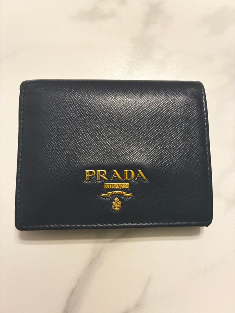 PRADA プラダ　サフィアーノ　バイカラー二つ折り財布　ブルー/ライトブルー
