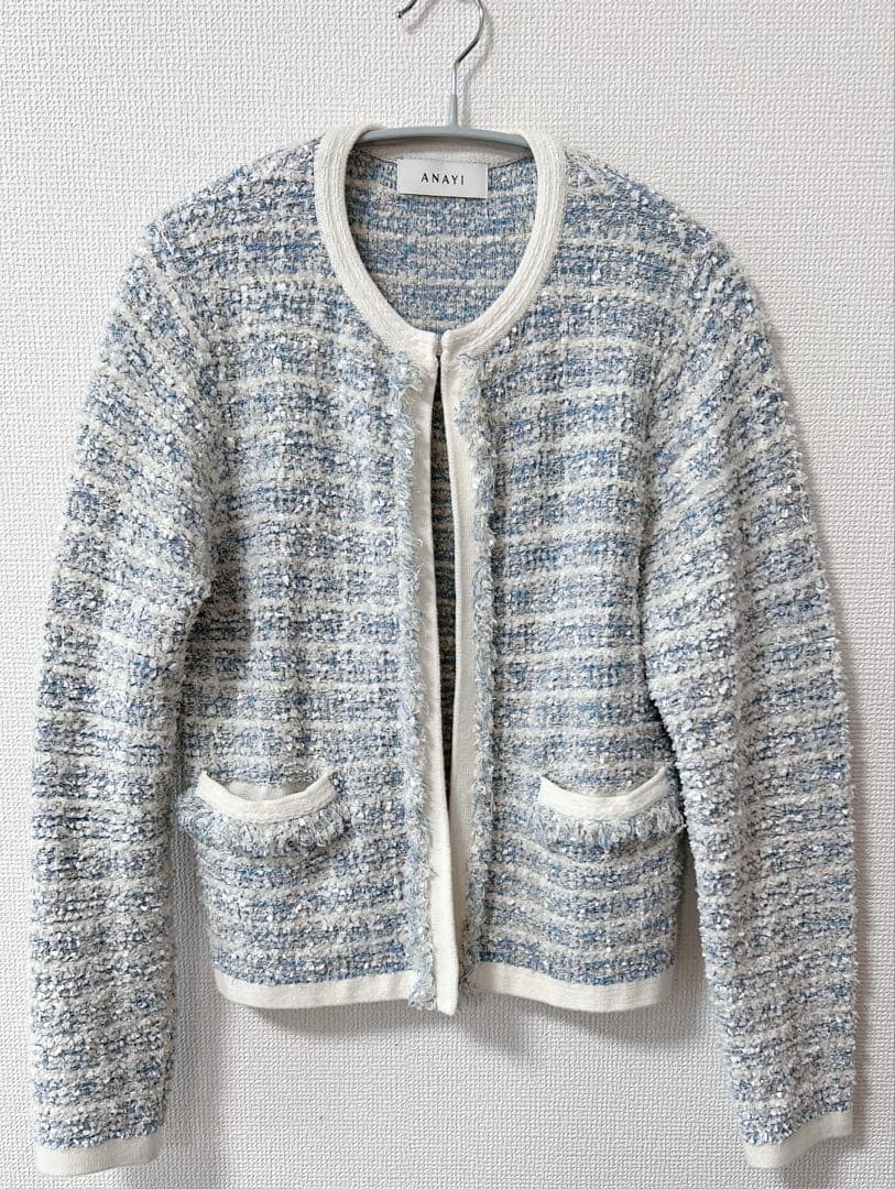 ANAYI ミックスヤーンニットカーディガン　38