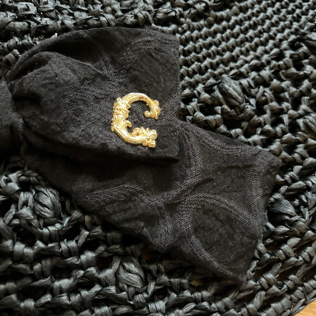 ブーケ　カシラ　ca4la 黒の編み込み麦わら帽子