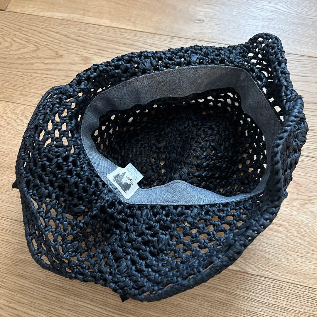 ブーケ　カシラ　ca4la 黒の編み込み麦わら帽子