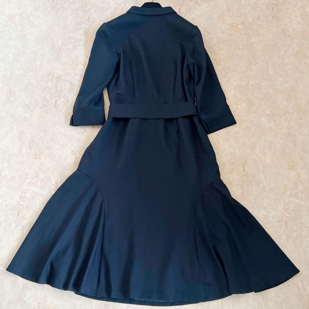 セルフォード ワンピース 濃紺 ネイビー ベルト 38 春夏 Aライン 結婚式
