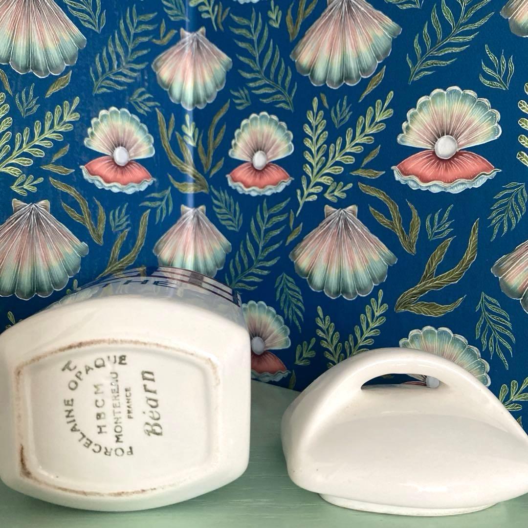 HBCM Béarn クレイユエモントロー バスク柄 陶器キャニスター【B】