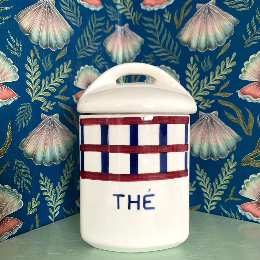 HBCM Béarn クレイユエモントロー バスク柄 陶器キャニスター【B】