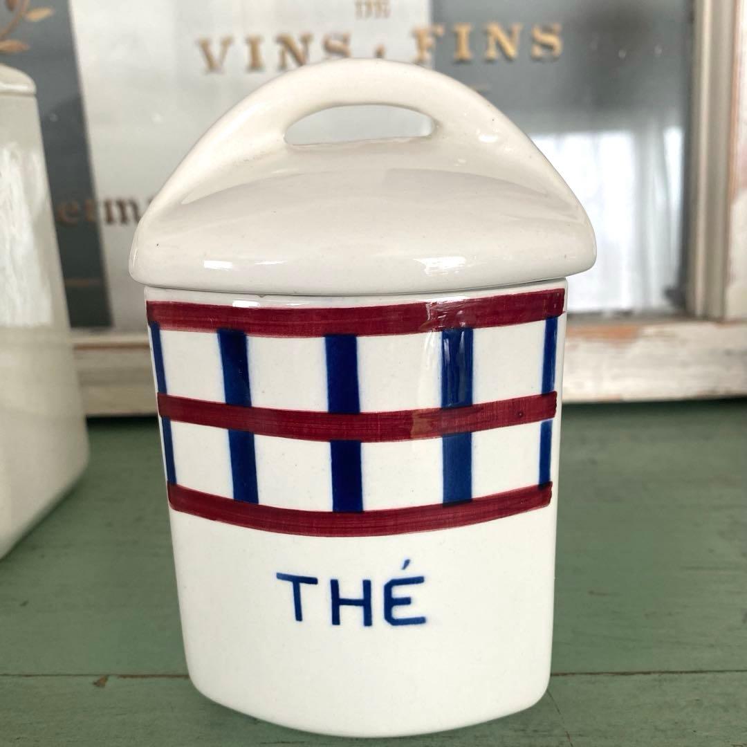 HBCM Béarn クレイユエモントロー バスク柄 陶器キャニスター【B】