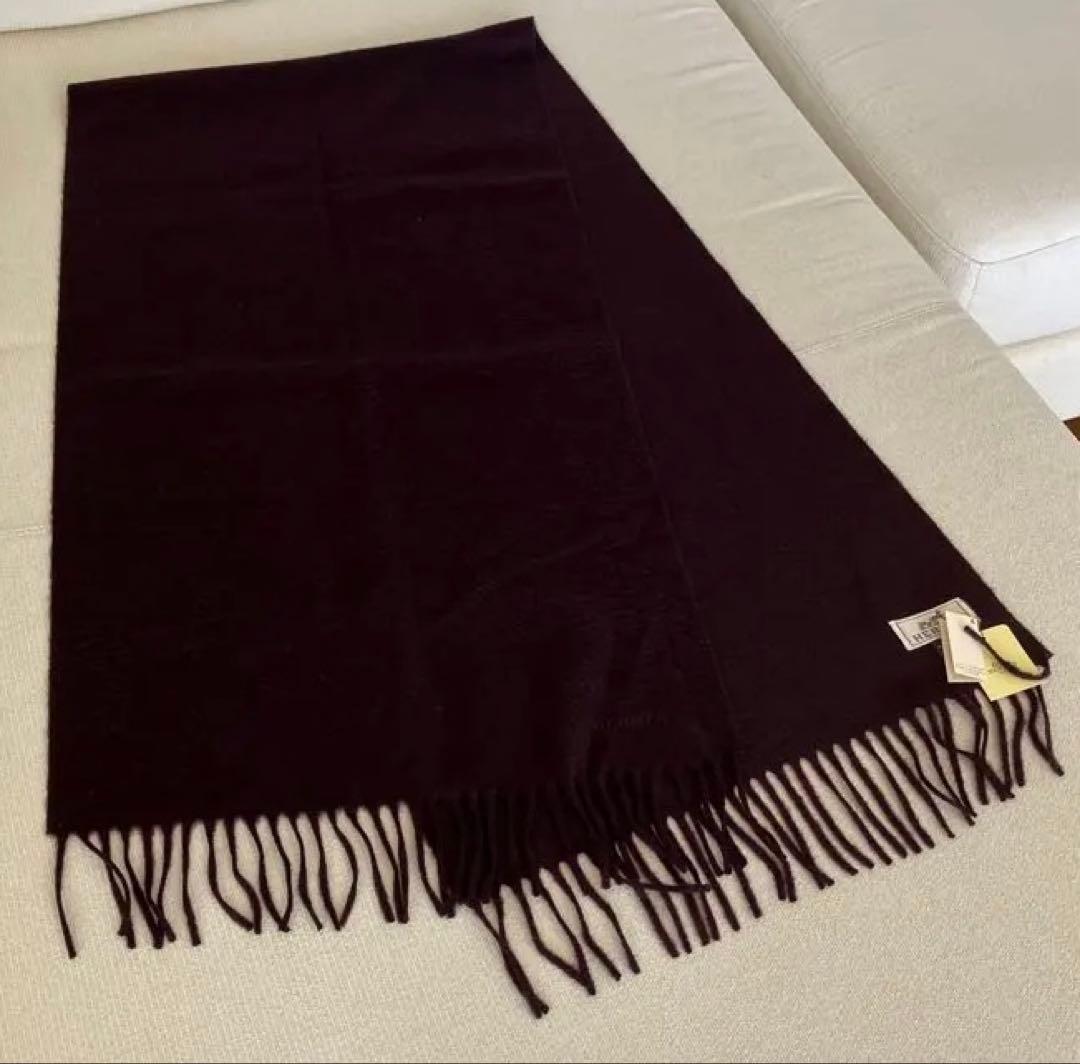 HERMESエルメス カシミヤ100％ フリンジ マフラー タグ付き