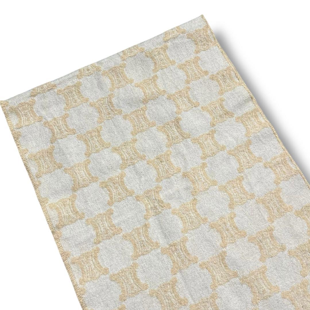 美品 CELINE セリーヌ マカダム トリオンフ マフラー メンズ ウール