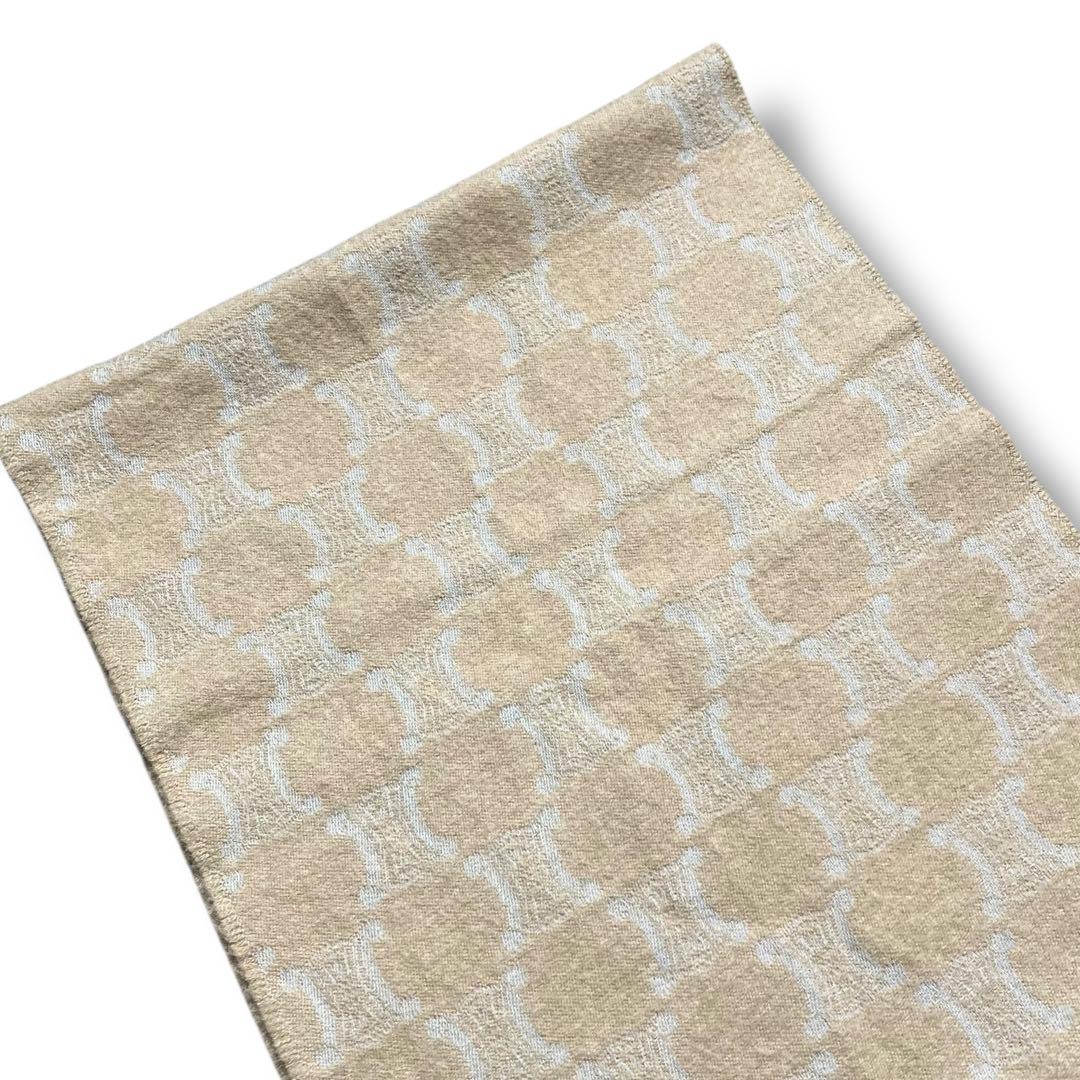 美品 CELINE セリーヌ マカダム トリオンフ マフラー メンズ ウール