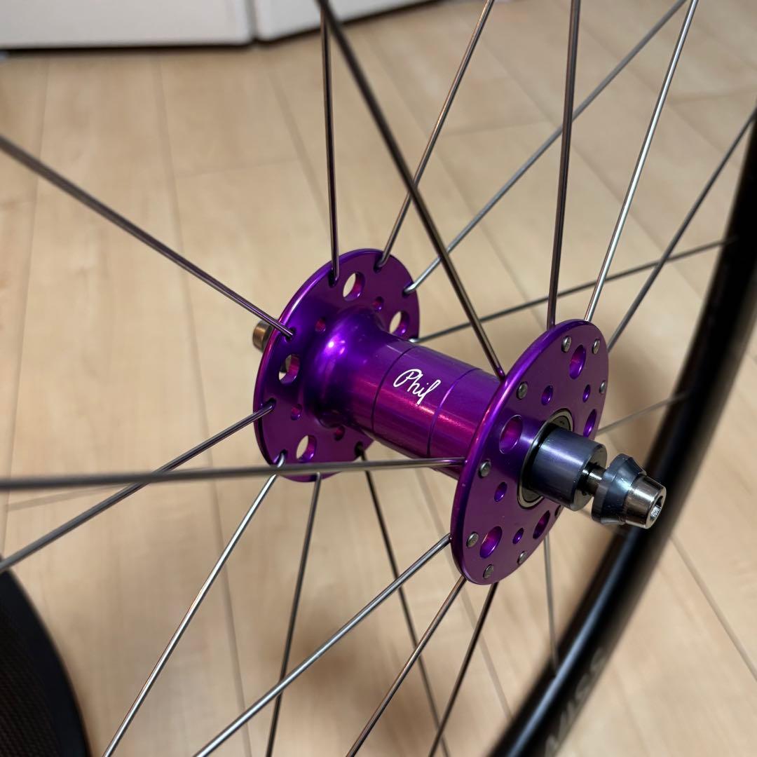 ピスト　手組みカーボンホイール前後　philwoodハブ dtswiss
