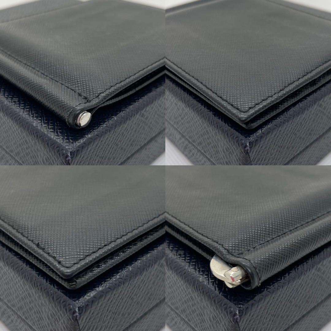 【訳あり美品】プラダ マネークリップ 二つ折り財布 サフィアーノレザー 黒
