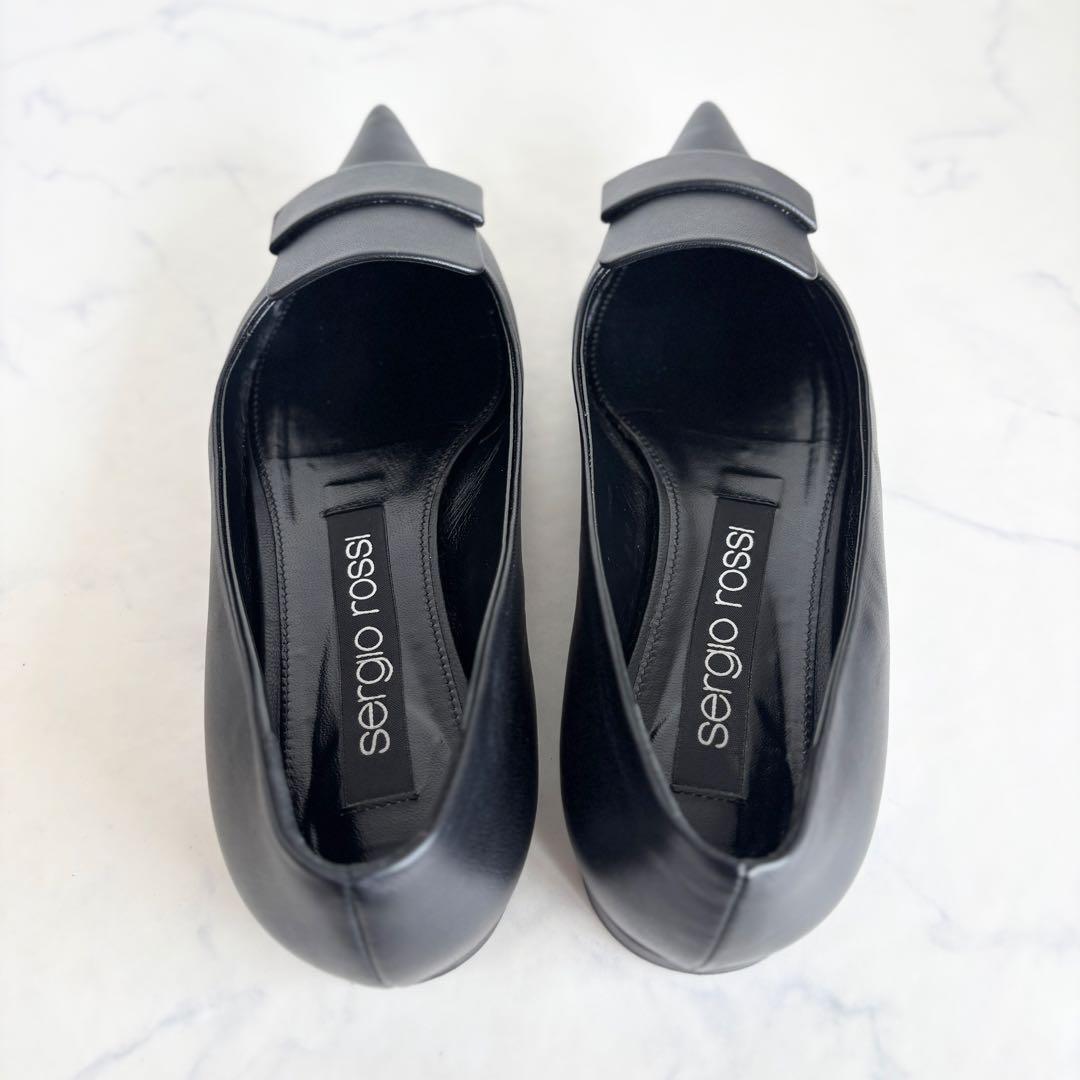 セルジオロッシ 36 SR1 バレリーナ フラットパンプス レザー ブラック
