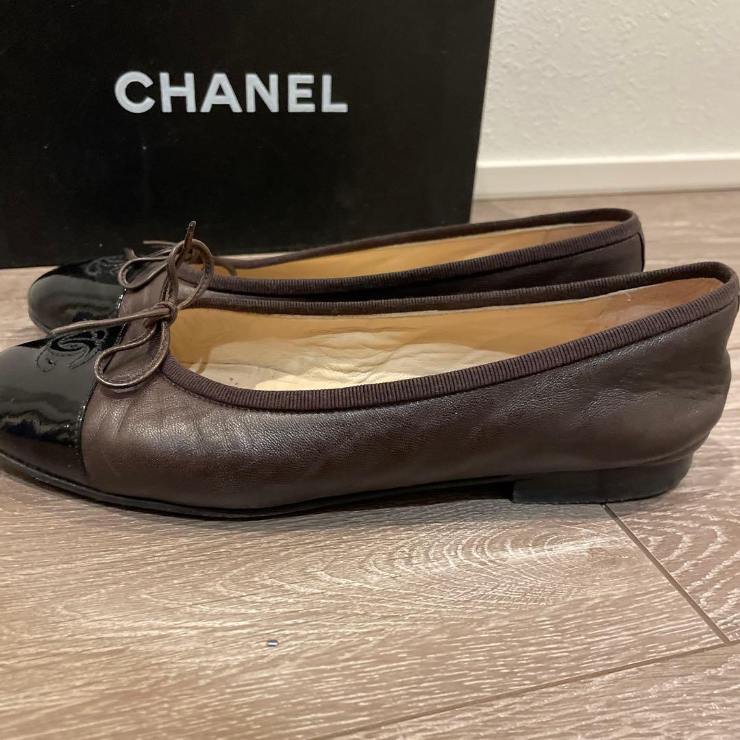 CHANEL バレエシューズ ブラウン/ブラック