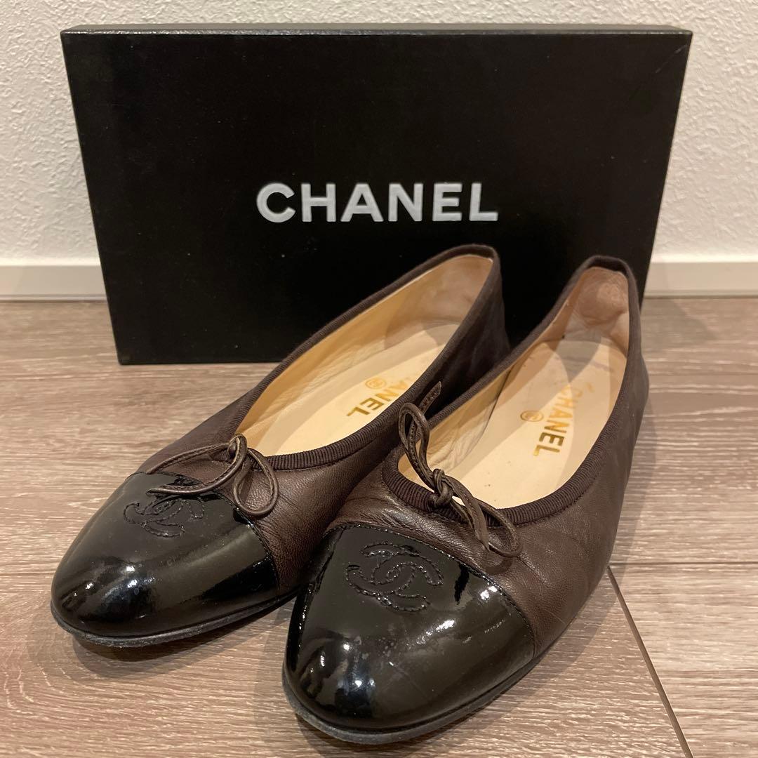 CHANEL バレエシューズ ブラウン/ブラック