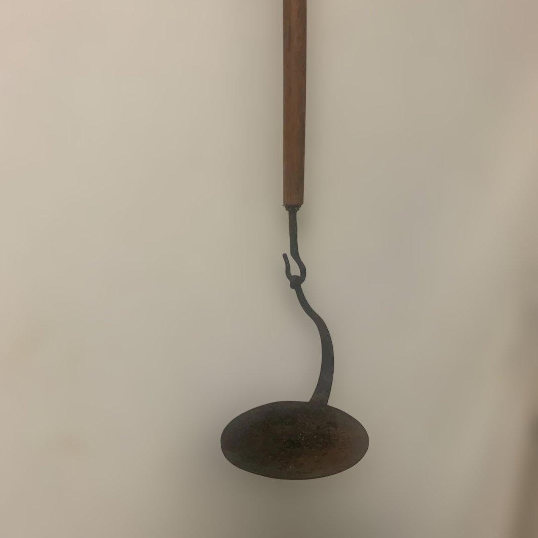 鉄製江戸時代油燈　竹製と鉄