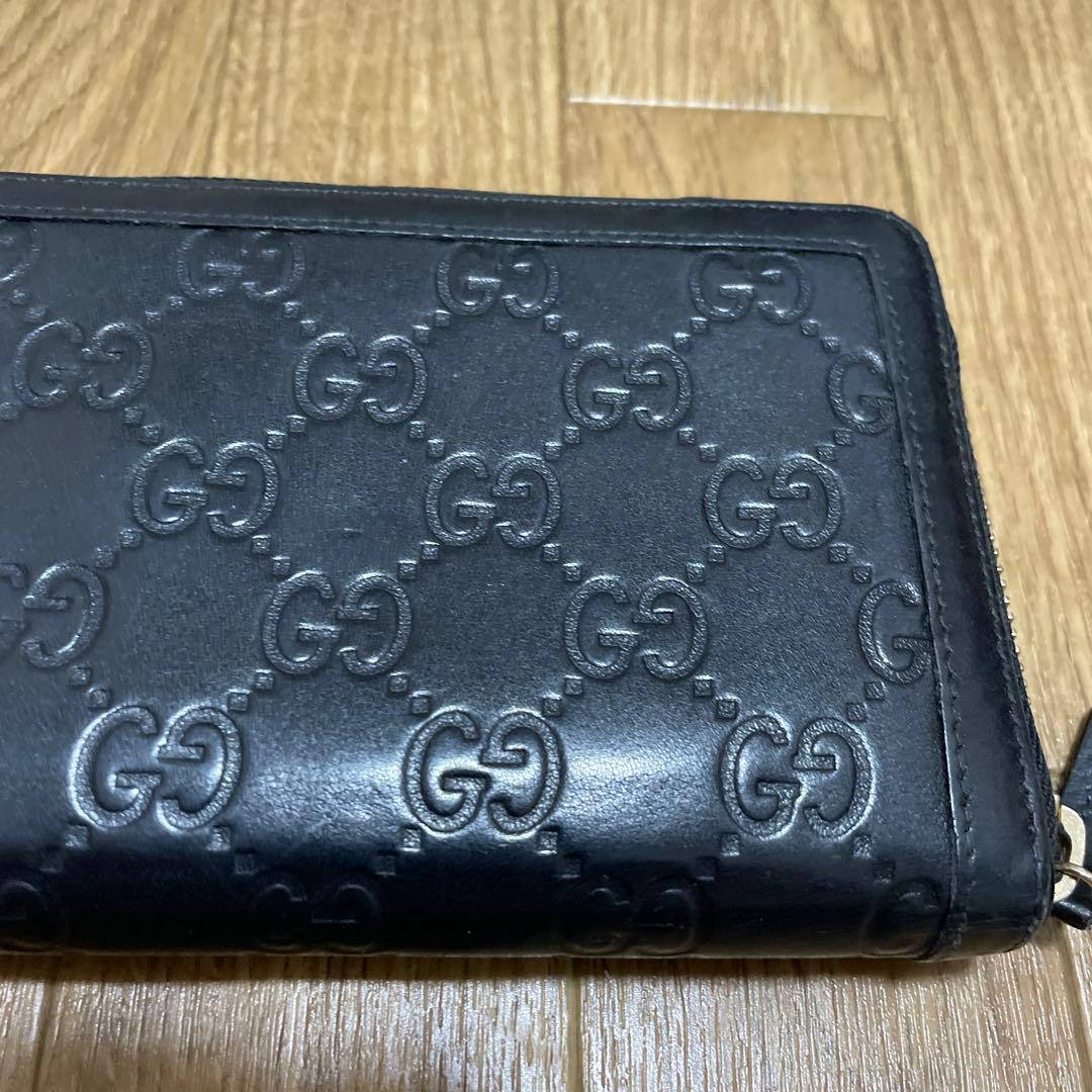 GUCCI グッチ ラウンドファスナー インターロッキング 長財布 ブラック