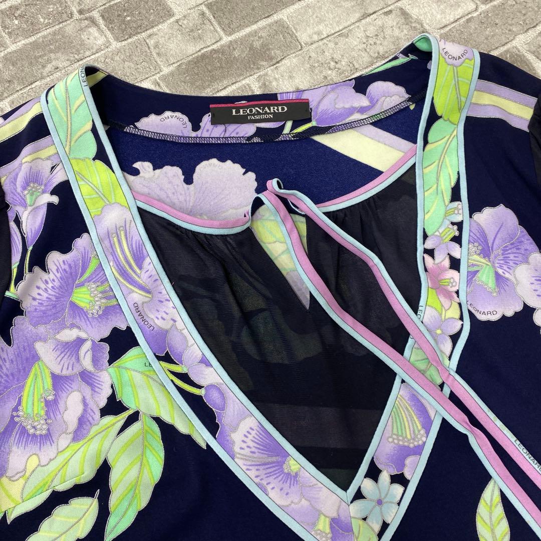 T585♪ レオナール　七分袖トップス　チュニック　サイズ42