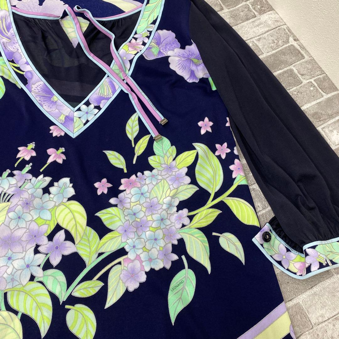 T585♪ レオナール　七分袖トップス　チュニック　サイズ42