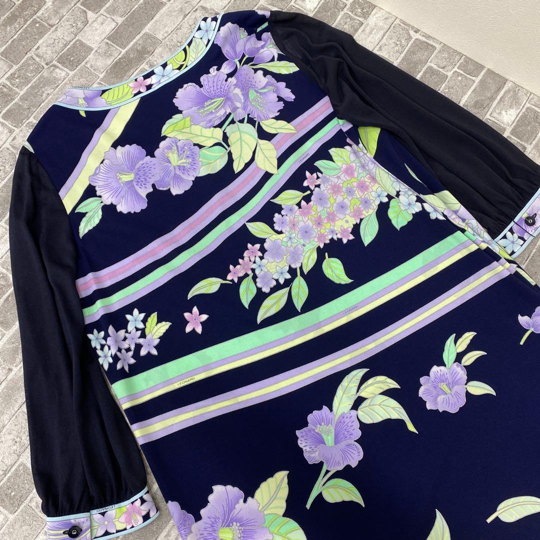 T585♪ レオナール　七分袖トップス　チュニック　サイズ42