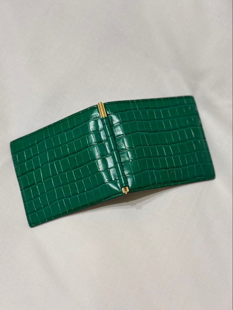 【BIGさま専用】美品 TOM FORD グリーン クロコ型押し マネークリップ