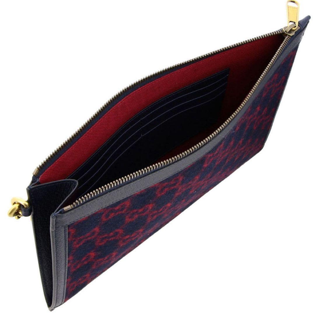 GUCCI クラッチバッグ ネイビー/レッド