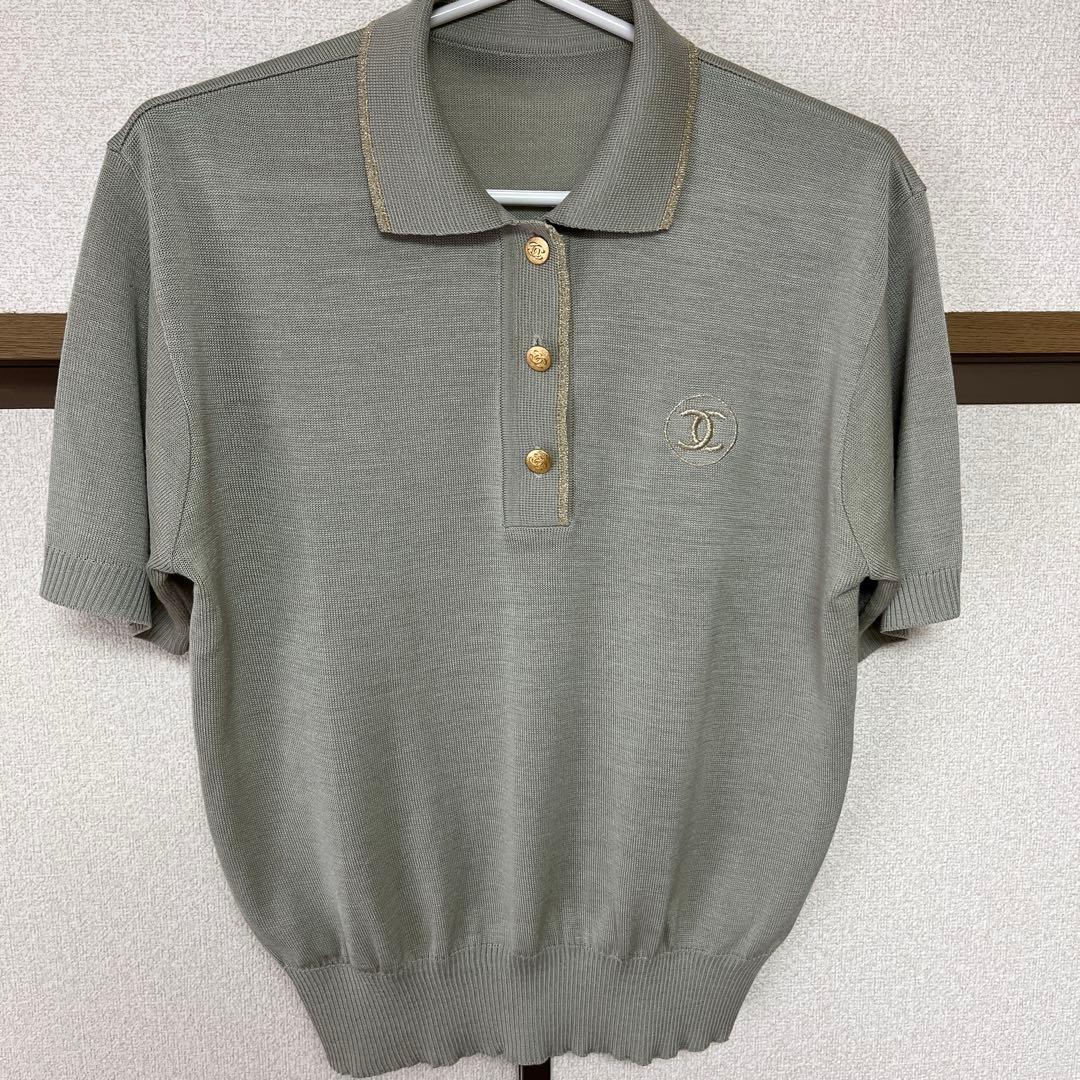 Chanel グレー ポロシャツ 半袖