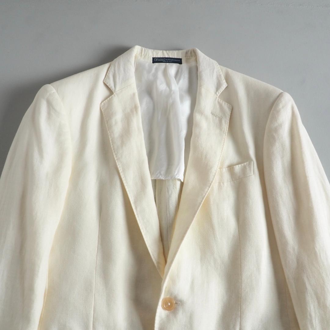 ラルフローレン　イタリア製　麻１００％　テーラードジャケット　ホワイト　美品