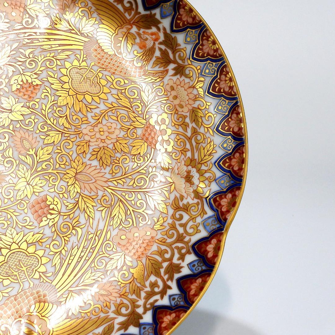 豪華絢爛 其泉作 色絵金彩鳳凰文　三足 盛皿 取皿 1枚 中皿 2枚 逸品