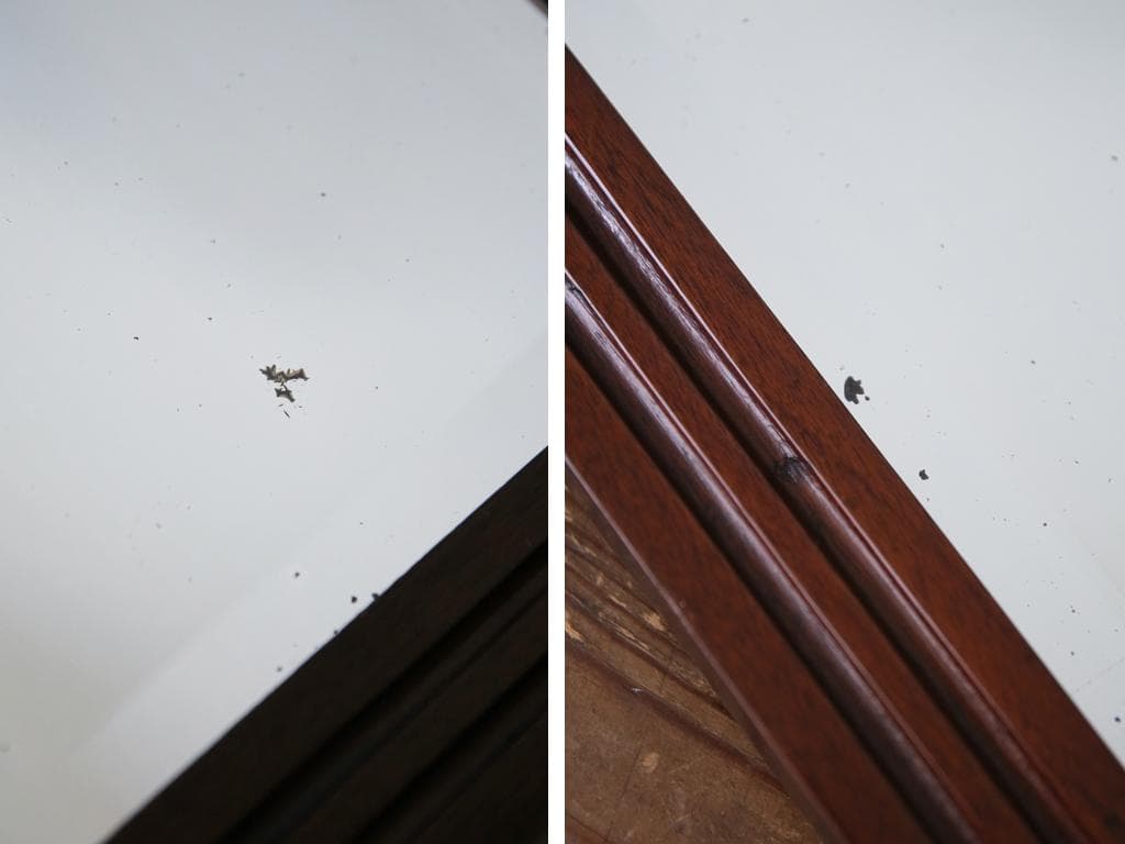 英国アンティーク木製ウォールミラー/化粧鏡/洗面台鏡/壁掛け鏡(91-137)