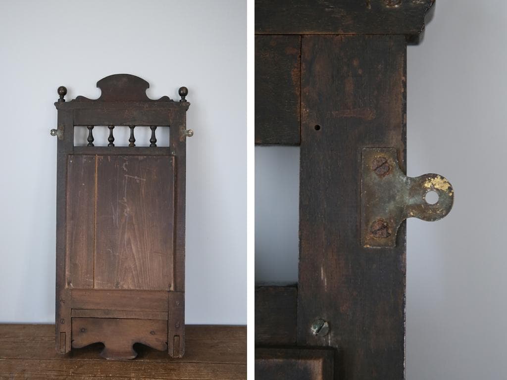 英国アンティーク木製ウォールミラー/化粧鏡/洗面台鏡/壁掛け鏡(91-137)