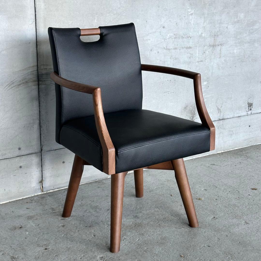 シギヤマ家具 SK ARCHE MBR 04 チェア｜天然木×ブラックレザー調｜